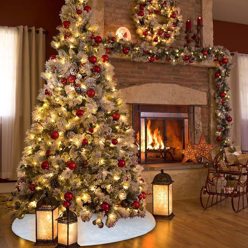Nackiy 48inch White Christmas Tree Skirt - Faux Fur Plush White Tree Skirts for Home Christmas Tree Decoration Holiday Party Christmas Decorations - Image 5